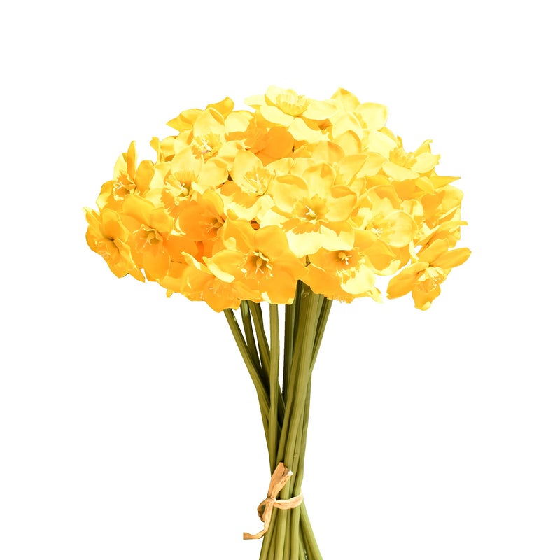 Mandy's 12 Stems Yellow Silk Daffodils â€“ Artificial Spring Centerpiece Flowers for Outdoor Garden, Porch, Wedding, Home Decor - Image 1